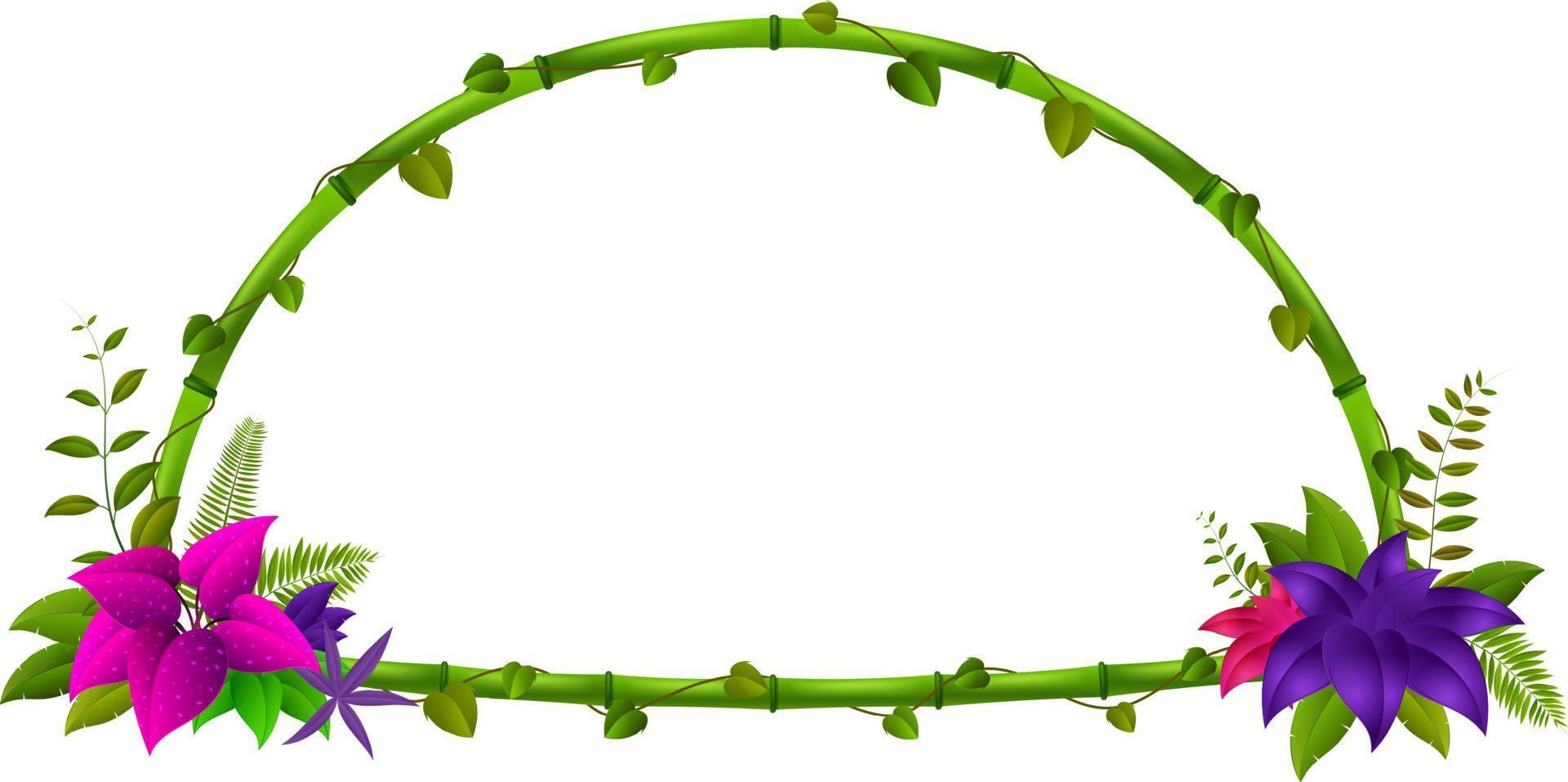 frame of bamboo and flower vector