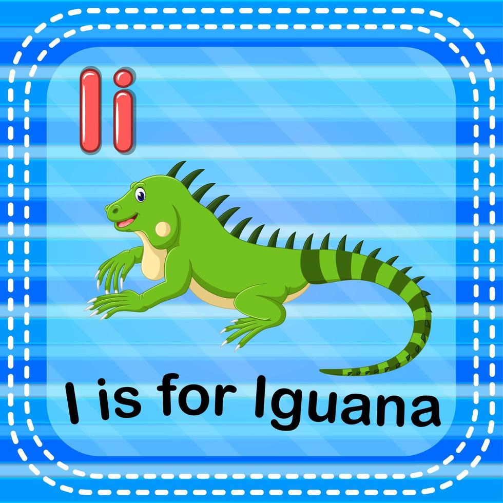 Flashcard letter I is for iguana vector