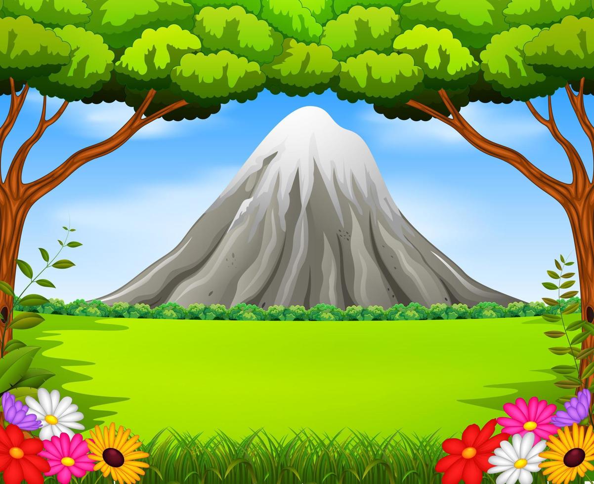 Beatiful mountain in forest vector