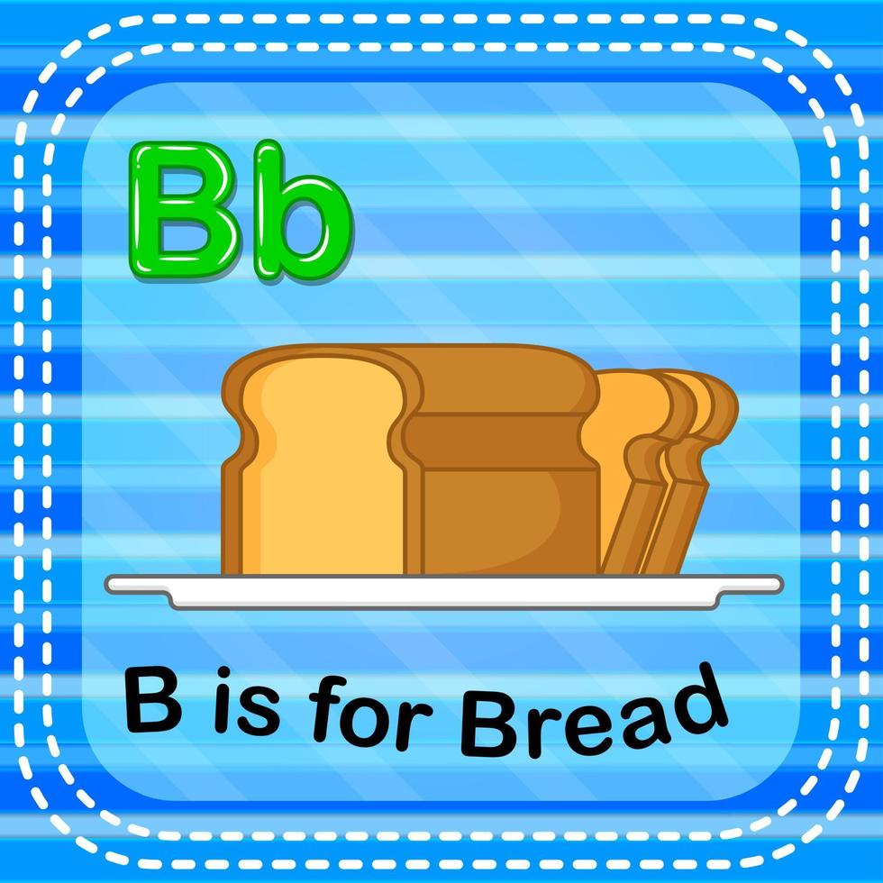 Flashcard letter B is for bread vector