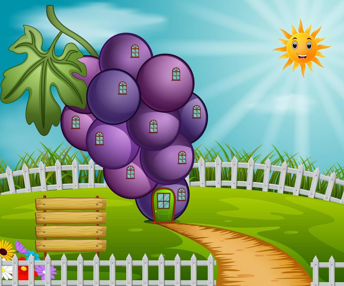 casa de uva en el jardín vector