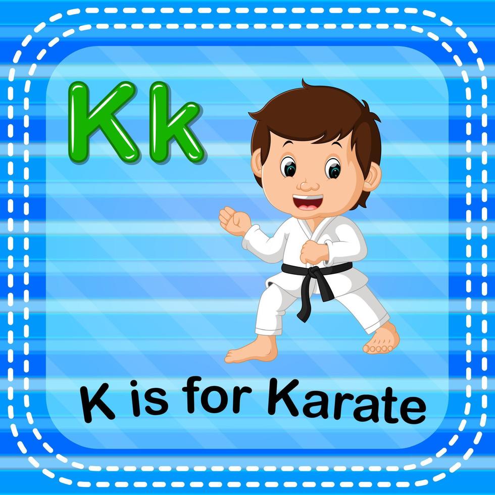 Flashcard letter K is for karate vector