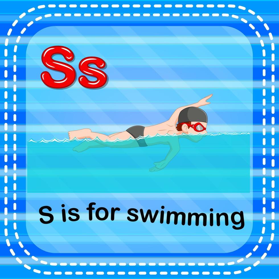 Flashcard letter S is for swimming vector