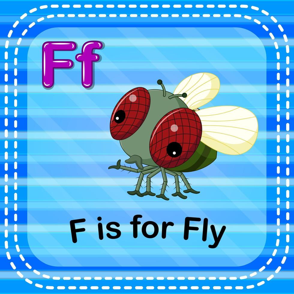 Flashcard letter F is for fly vector
