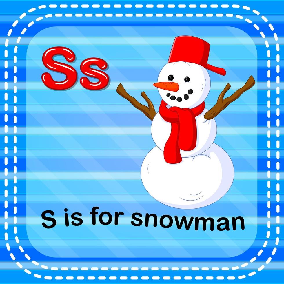 flashcard letra s es para muñeco de nieve vector