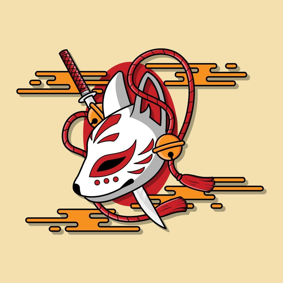 máscara kitsune japonesa, ilustración vectorial eps.10 vector