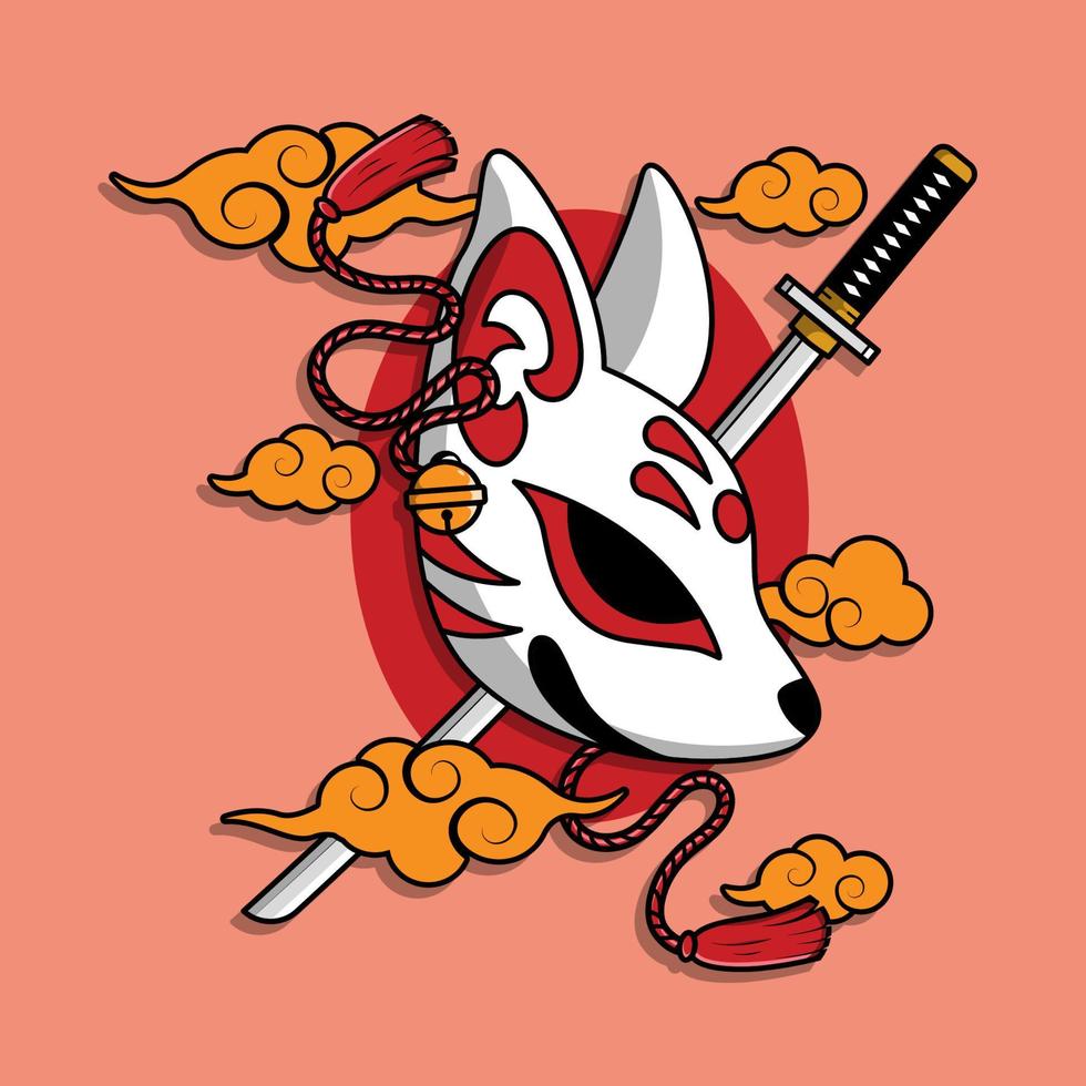 Japanese kitsune mask, Vector illustration eps.10