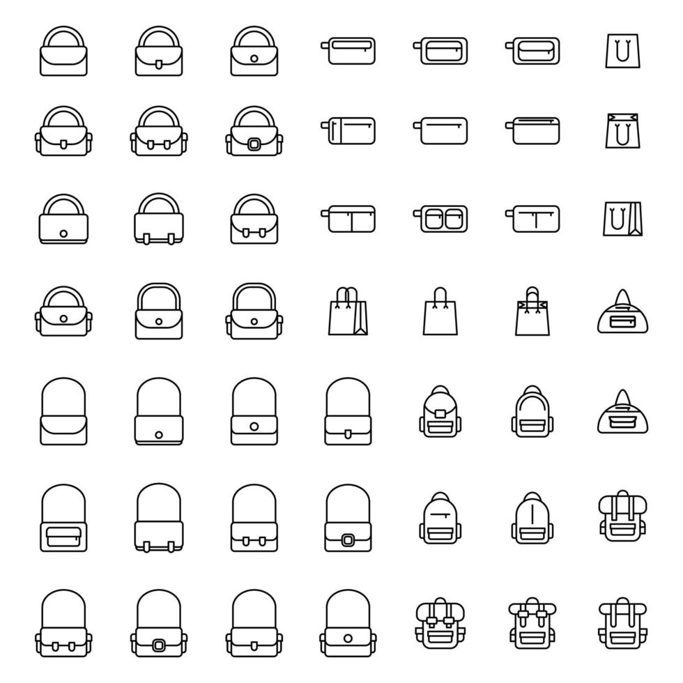 Complete bag icon set, vector illustration