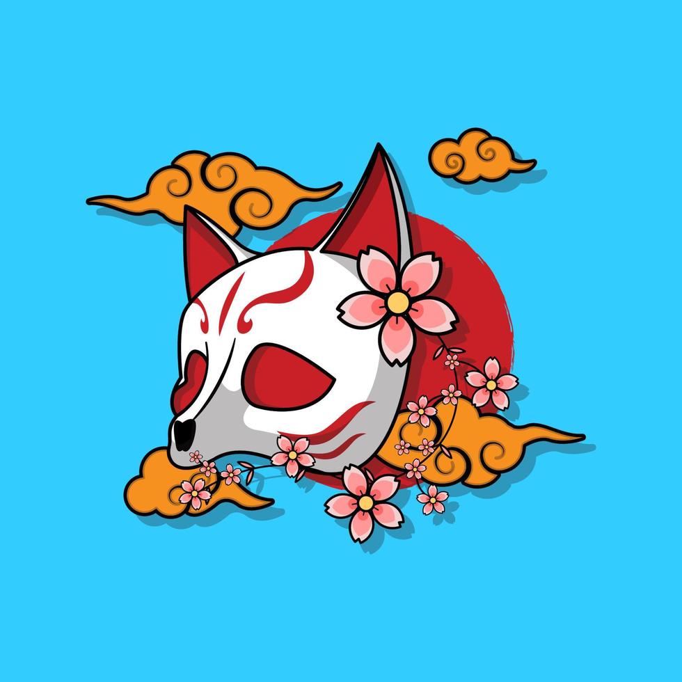 máscara kitsune japonesa, ilustración vectorial eps.10 vector