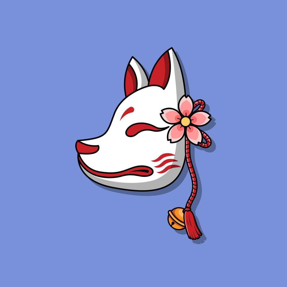 máscara kitsune japonesa, ilustración vectorial eps.10 vector