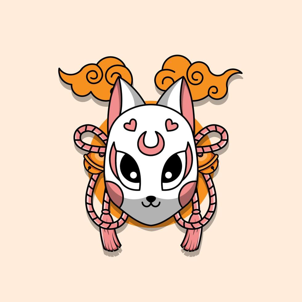 Cute japanese kitsune mask, Vector illustration eps.10