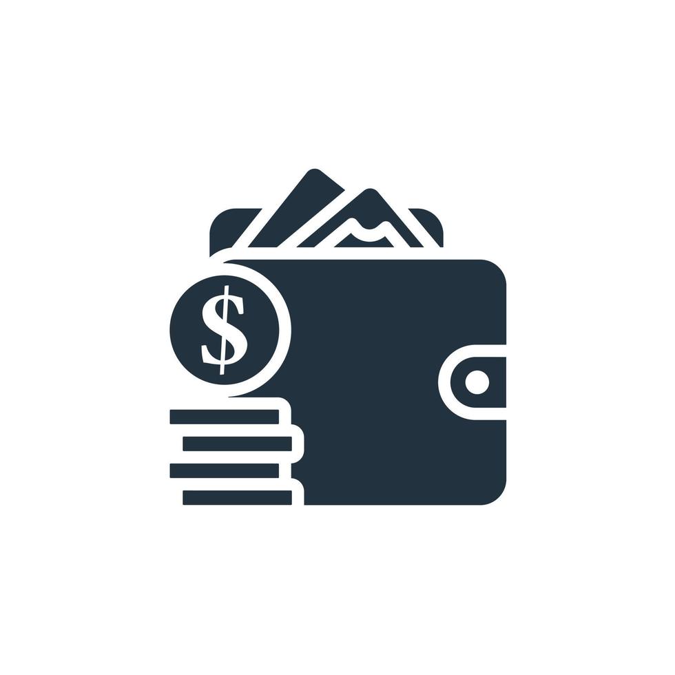 icono de billetera en un moderno estilo plano aislado en fondo blanco. monedero, símbolo de ahorro y ganancias para aplicaciones web y móviles. vector