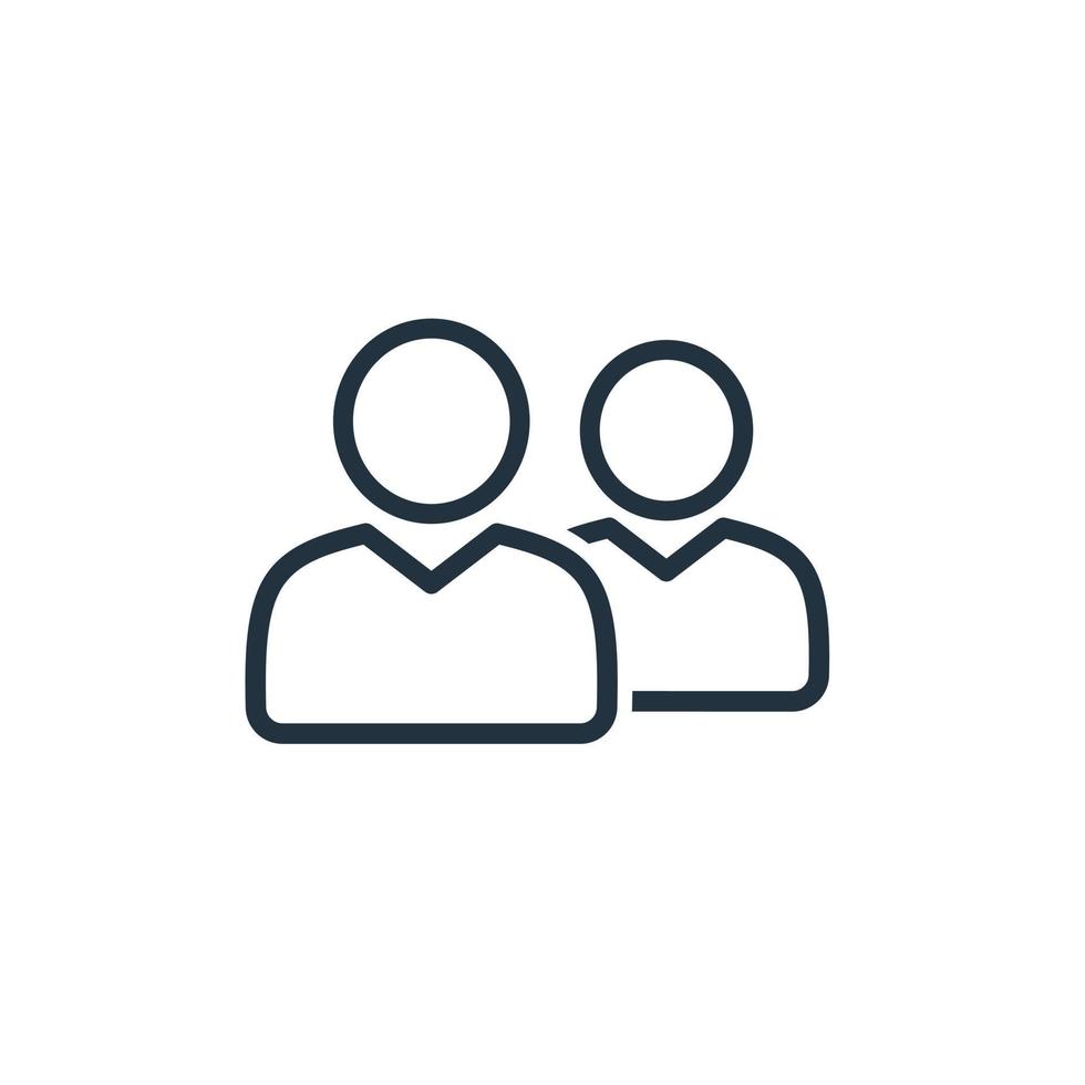 icono de dos usuarios aislado en un fondo blanco. icono de vector de línea de amigos. símbolo de dos usuarios para aplicaciones web y móviles.