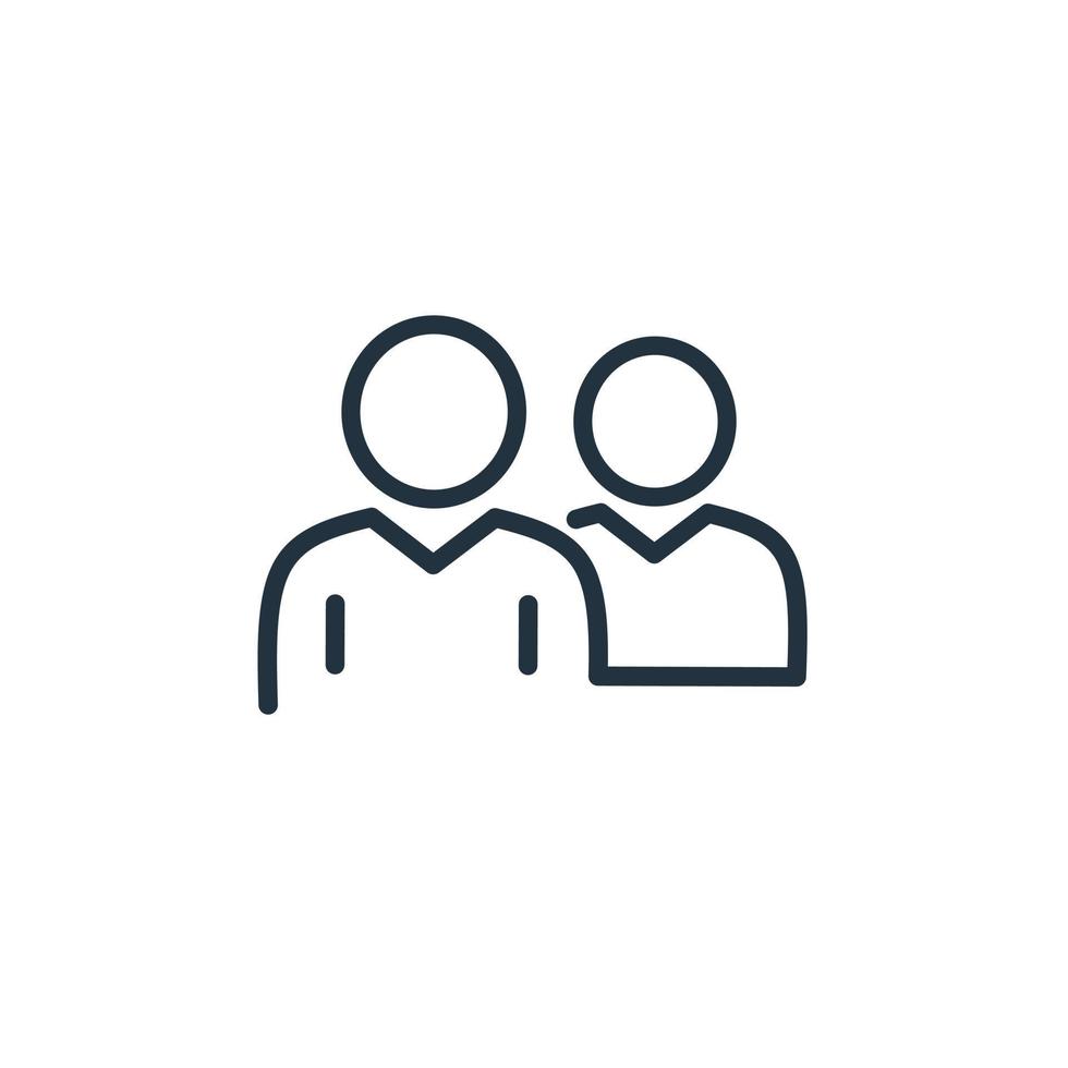 icono de usuario aislado en un fondo blanco. símbolo de dos personas para web y aplicación móvil. vector