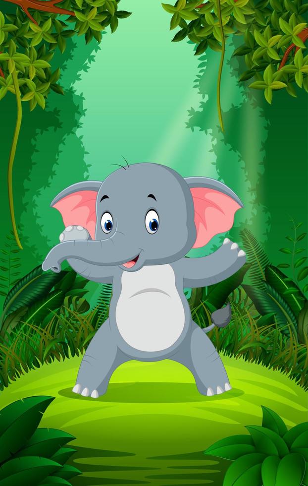 Elephant in the clear and green forest vector