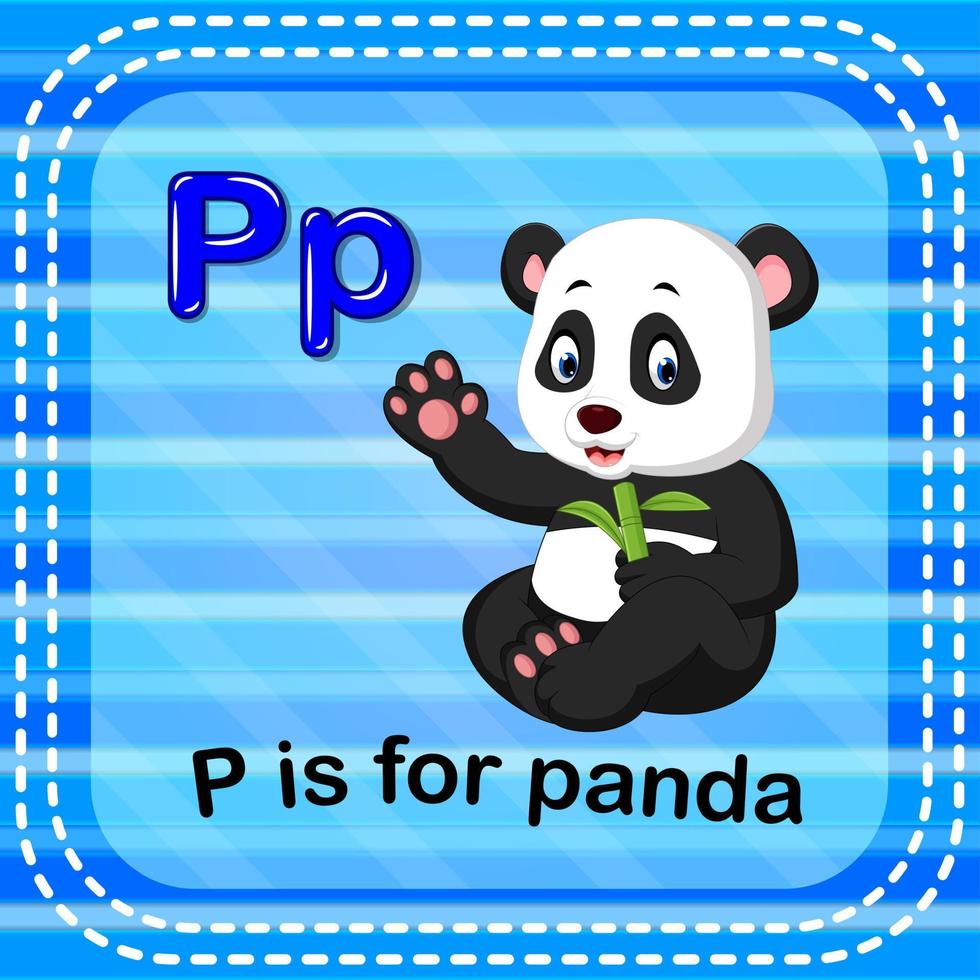 flashcard letra p es para panda vector