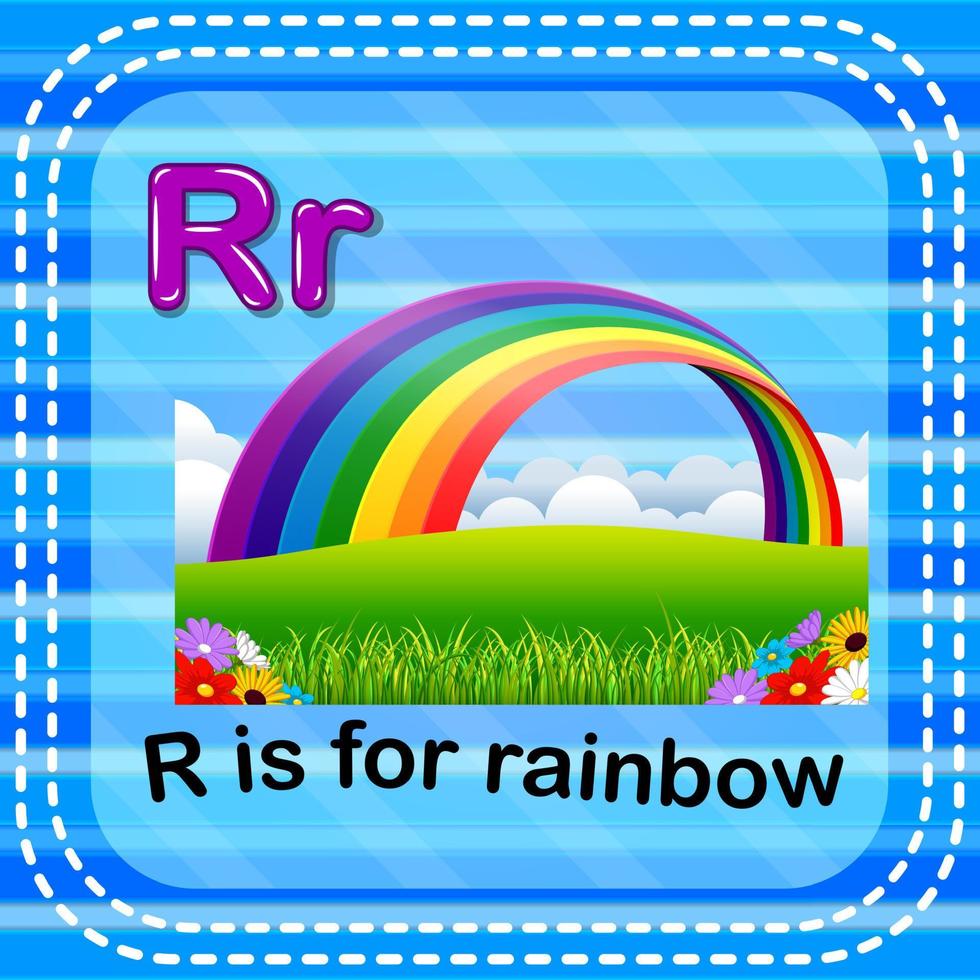 Flashcard letter R is for rainbow vector
