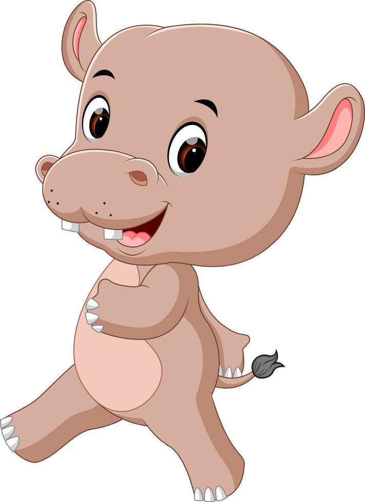 funny hippo jumping vector