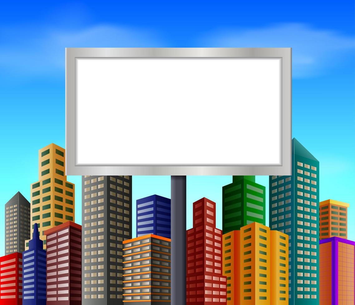 City scene with blank sign 10287799 Vector Art at Vecteezy