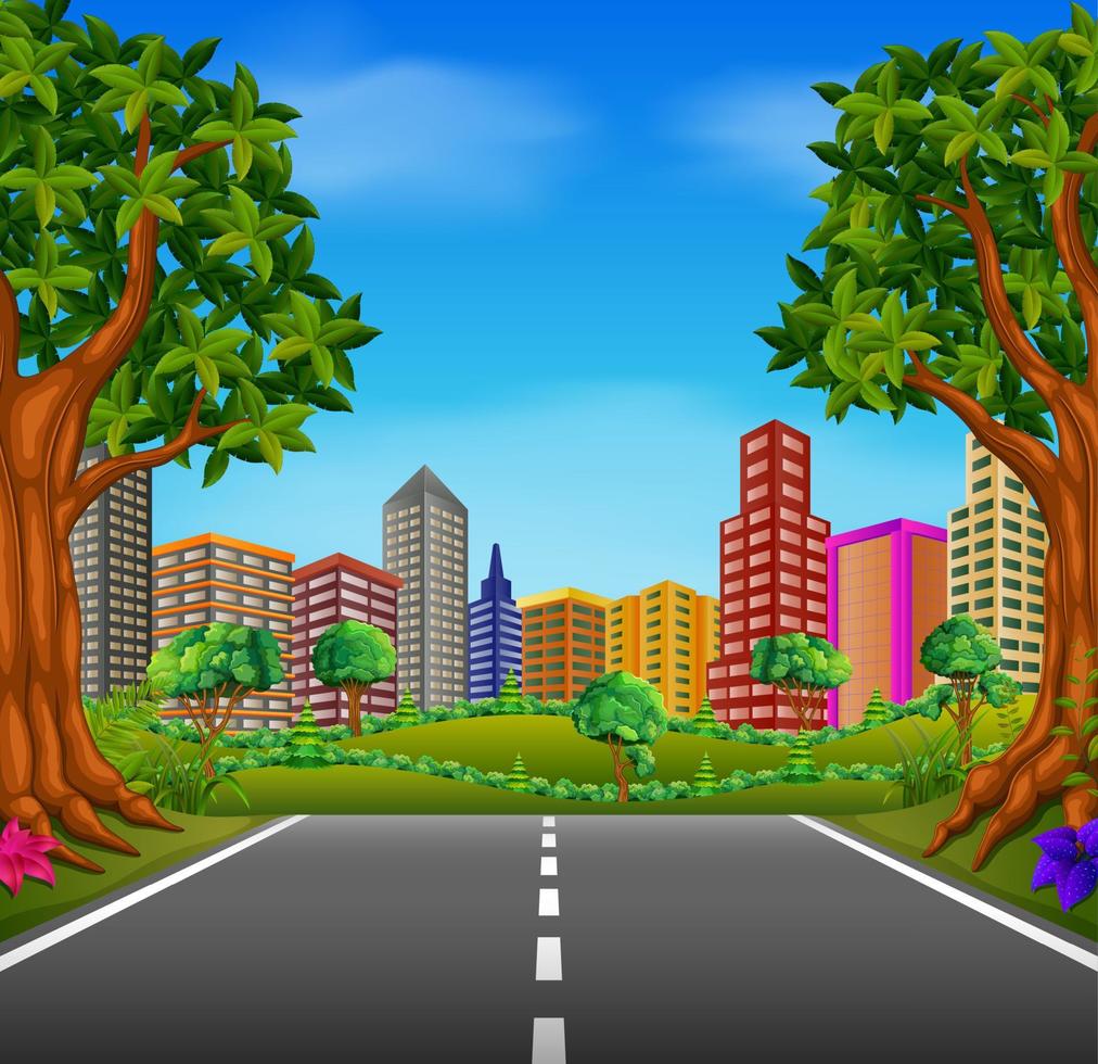 Illustration of a road to the city vector