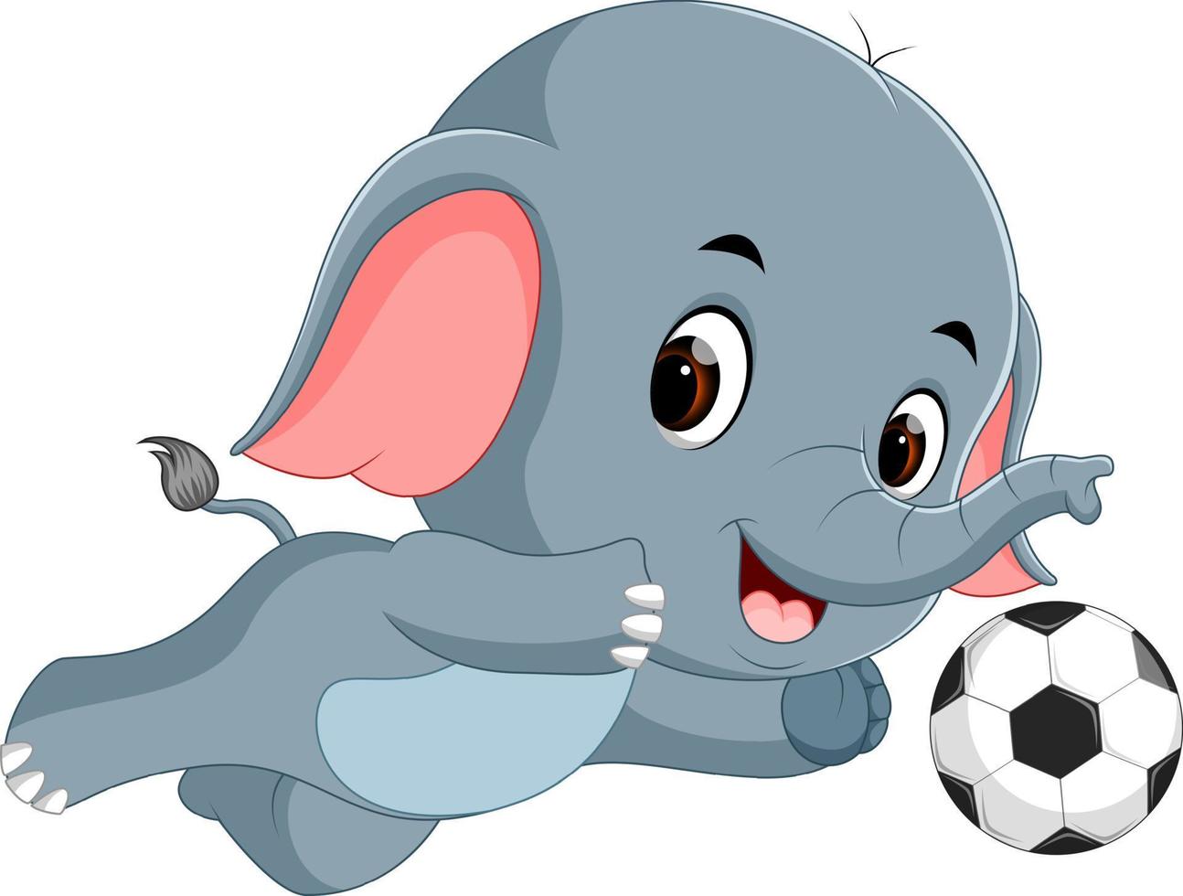 elefante divertido jugando dibujos animados de fútbol vector