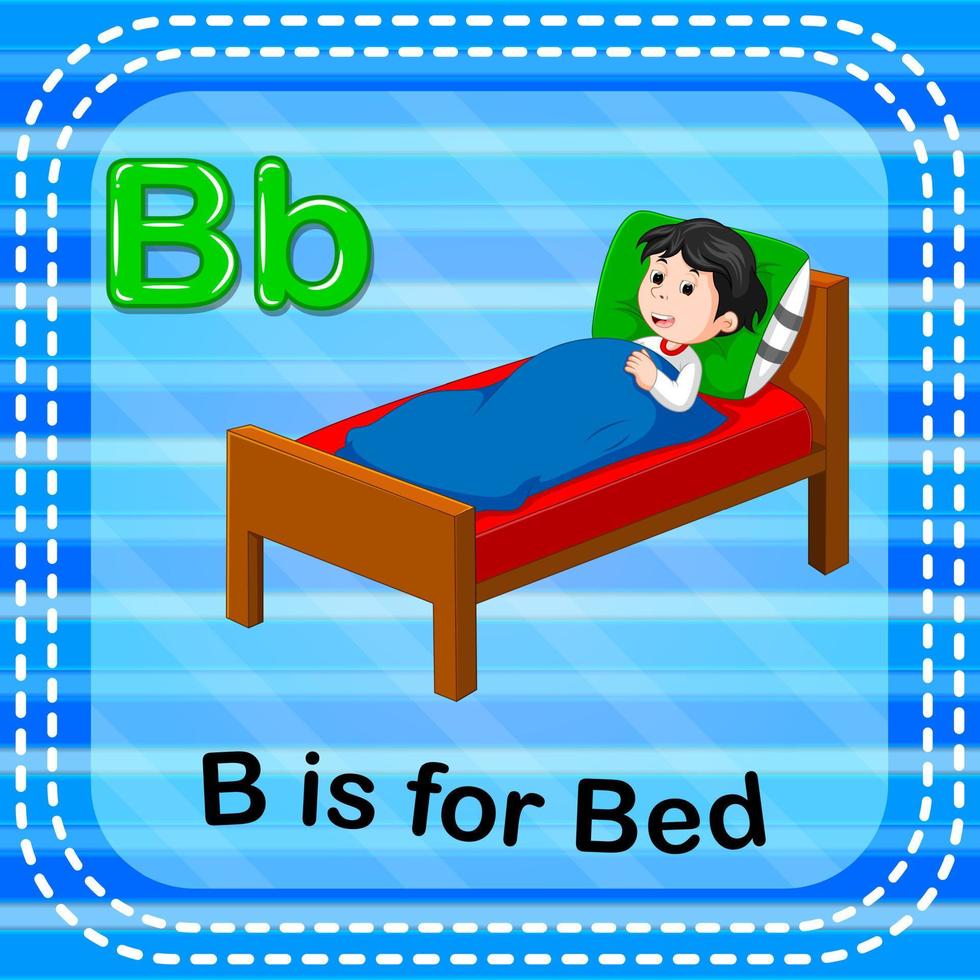 Flashcard letter B is for bed vector