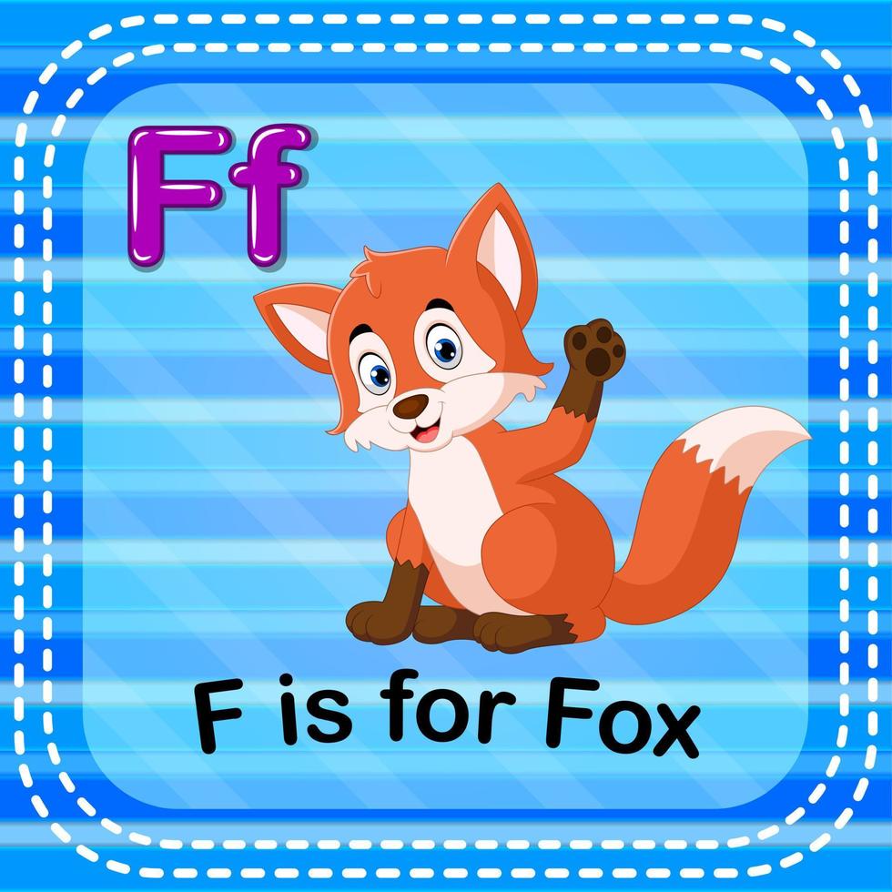 flashcard letra f es para fox vector