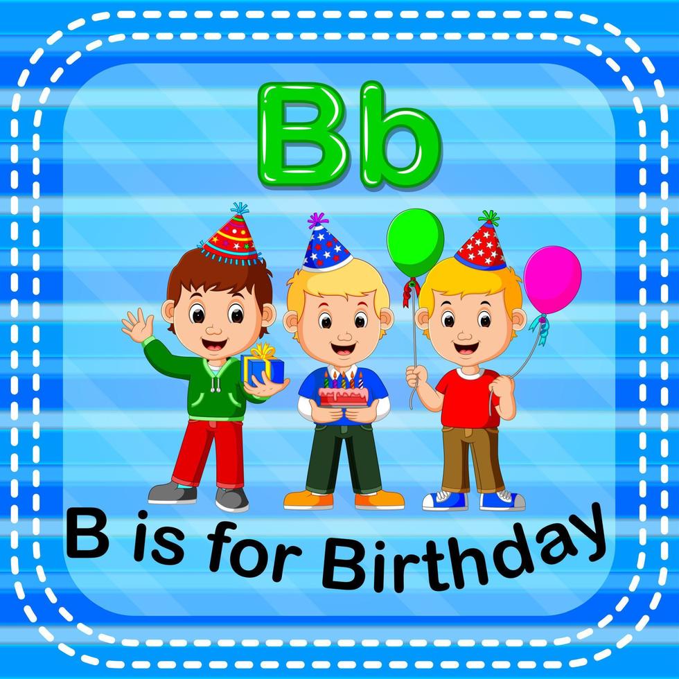 flashcard letra b es para cumpleaños vector