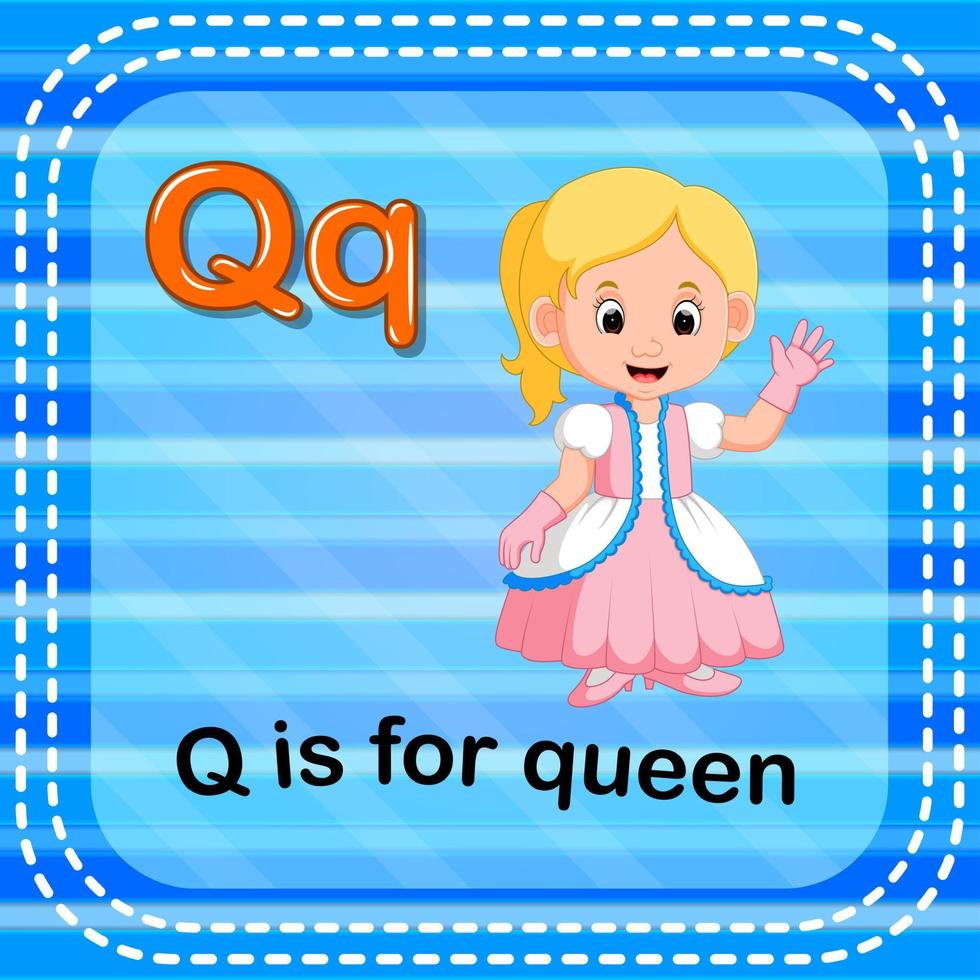 Flashcard letter Q is for queen vector