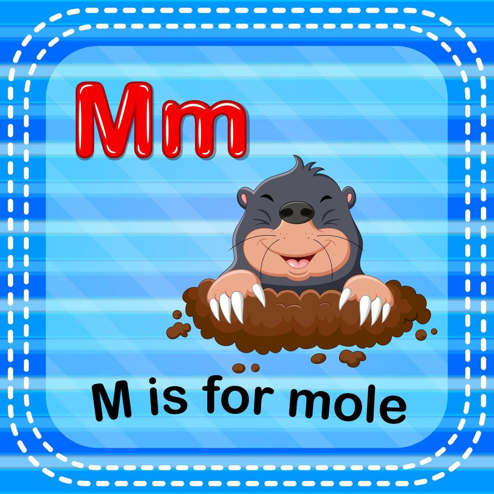 Flashcard letter M is for mole vector
