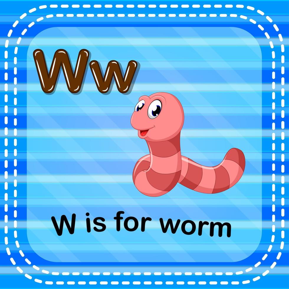 Flashcard letter W is for worm vector