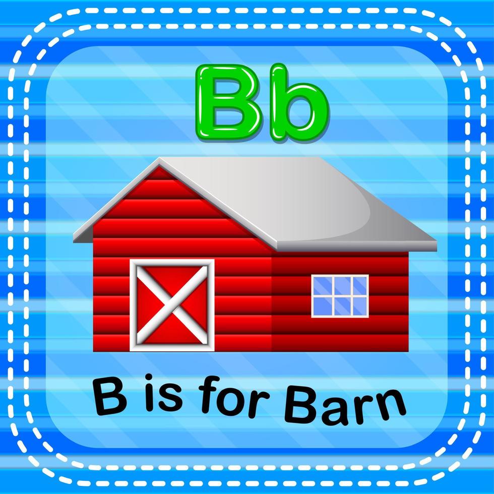 Flashcard letter B is for barn vector