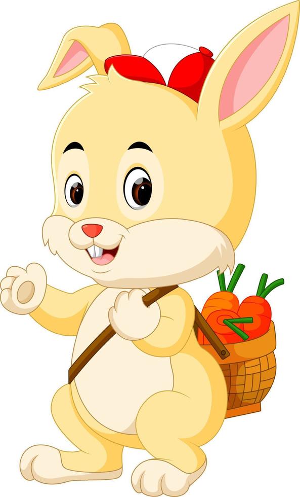 Cute rabbit bring a carrot basket vector