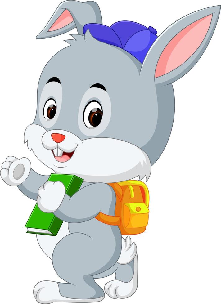 cute rabbit with backpack vector