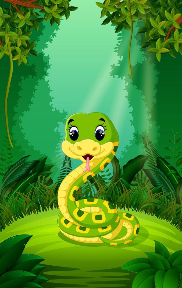 serpiente en el bosque claro y verde vector