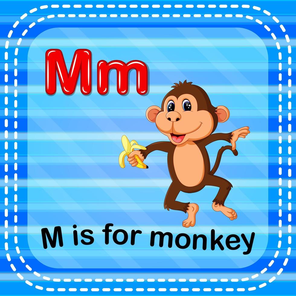 Flashcard letter M is for monkey vector
