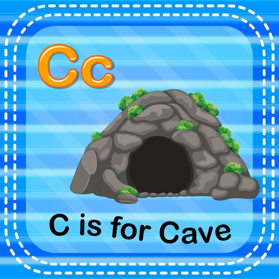 flashcard letra c es para cueva vector