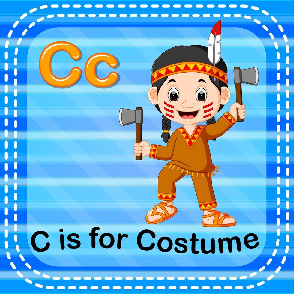 Flashcard letter C is for costume vector