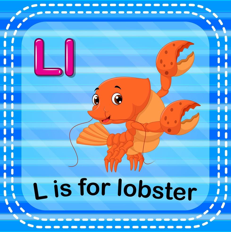 Flashcard letter L is for lobster vector
