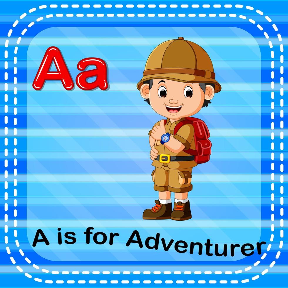 Flashcard letter A is for adventurer vector