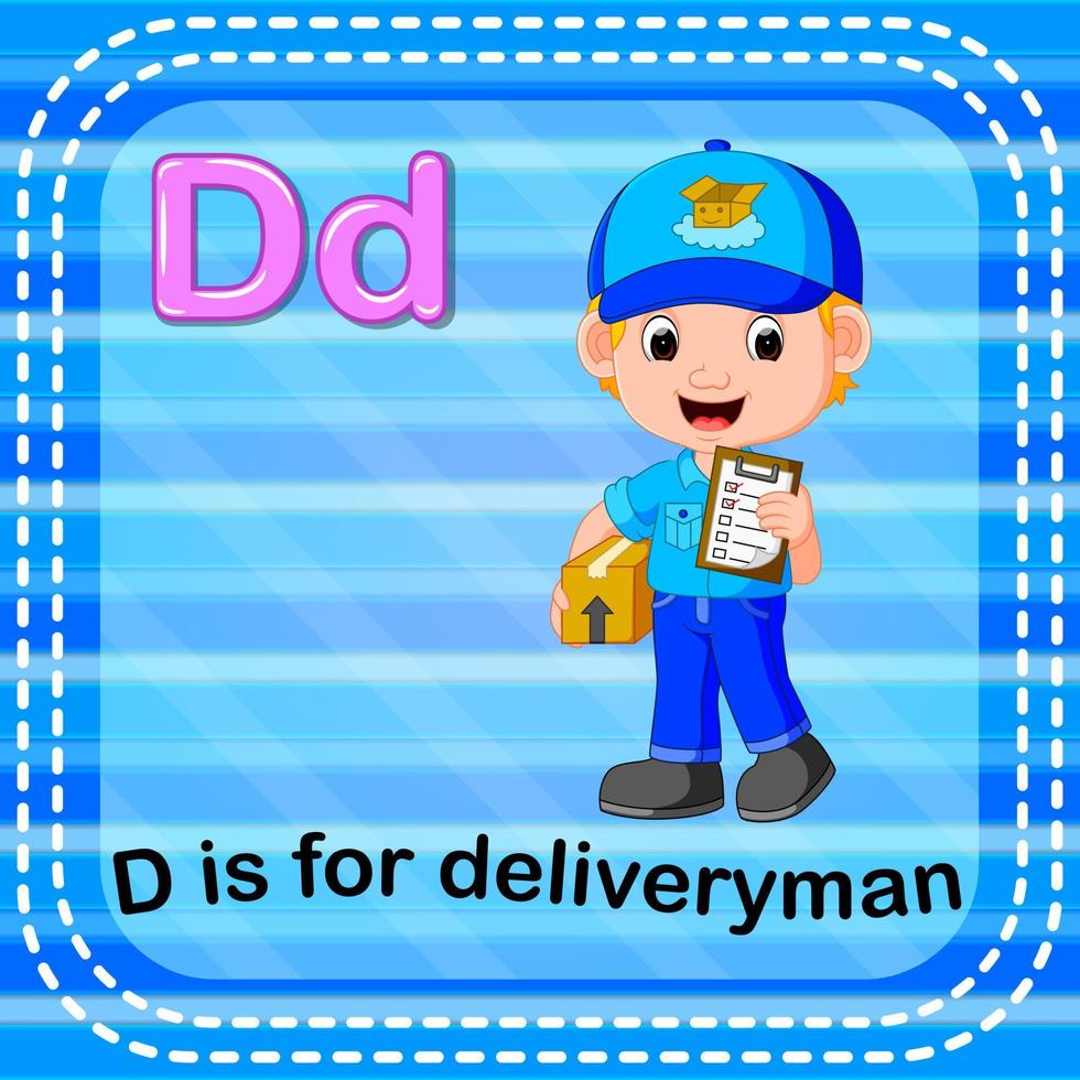 Flashcard letter D is for deliveryman vector