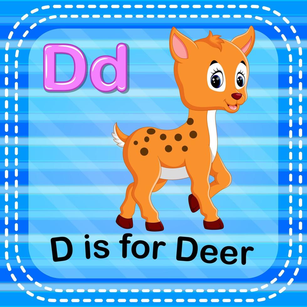 Flashcard letter D is for deer vector