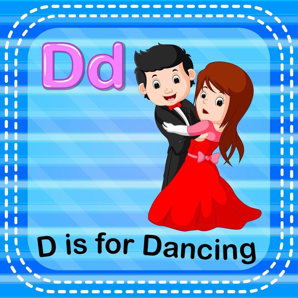 Flashcard letter D is for dancing vector
