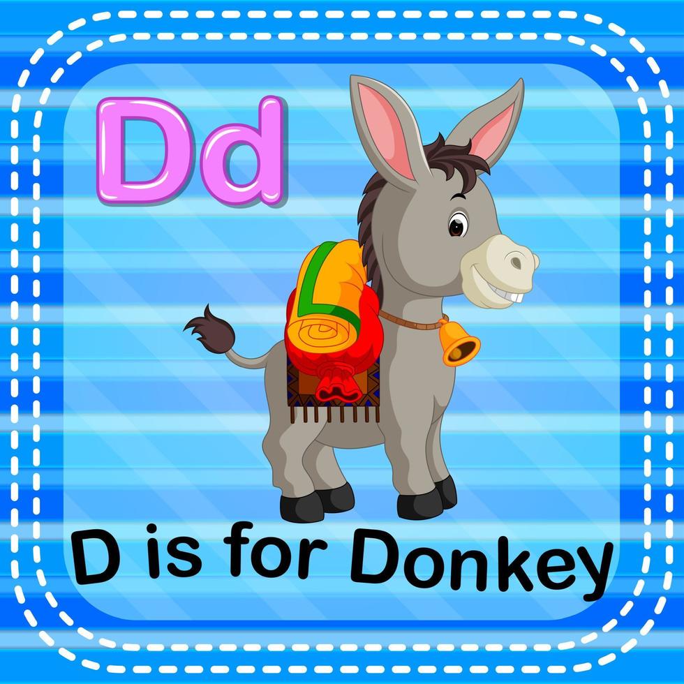 Flashcard letter D is for donkey vector