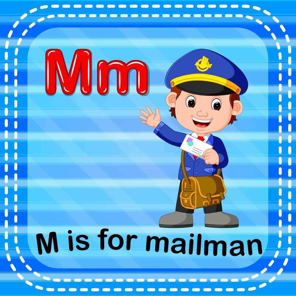Flashcard letter M is for mailman vector