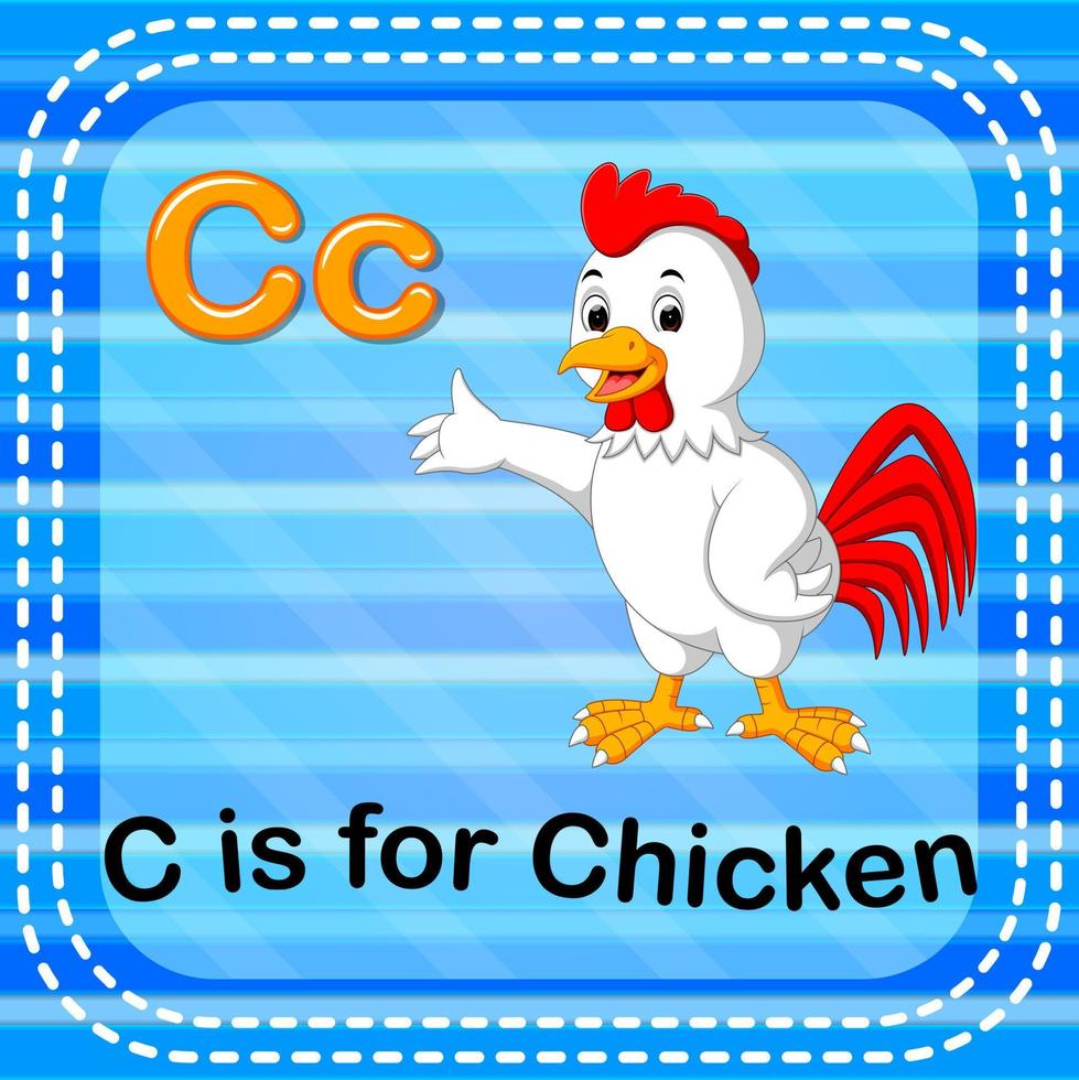 flashcard letra c es para pollo vector