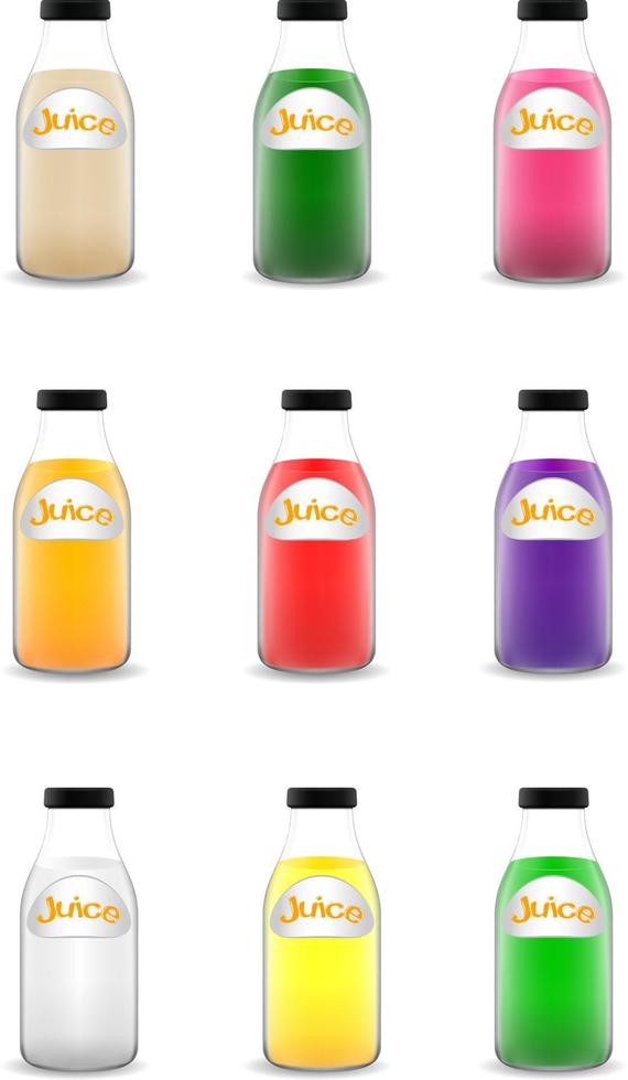 muchas botellas de jugo vector