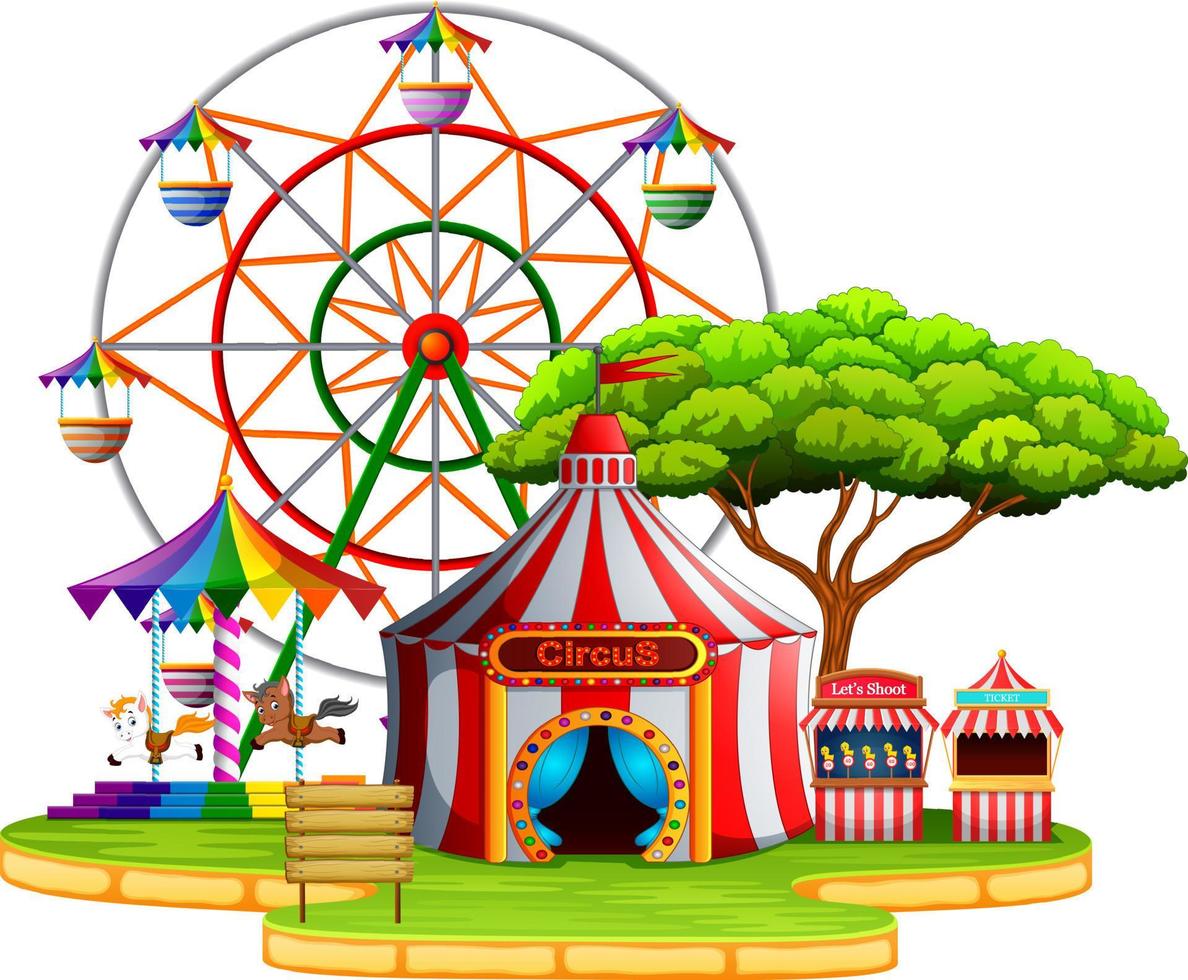 Amusement park scene at daytime vector