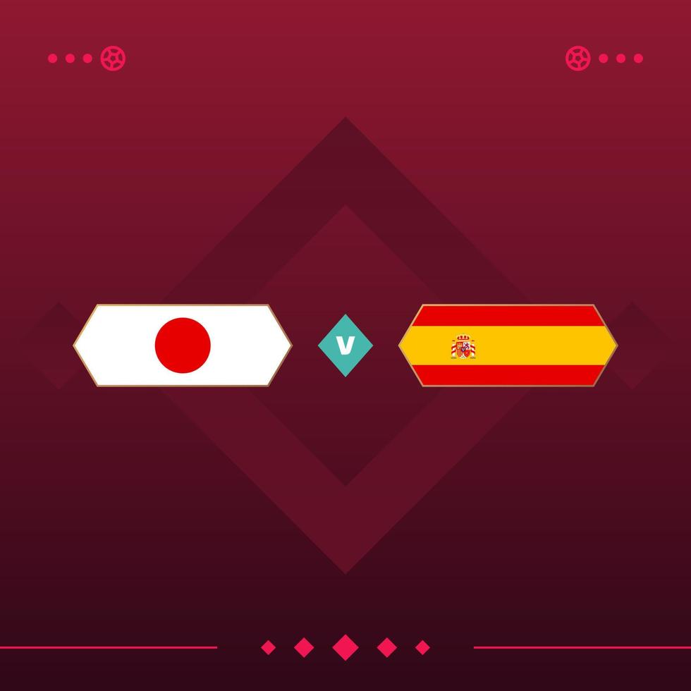 partido de fútbol mundial de japón, españa 2022 versus sobre fondo rojo. ilustración vectorial vector