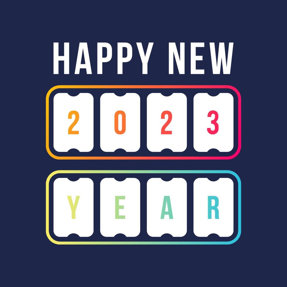 happy new year with 2023 scoreboard. concept of flipboard numerical, celebrate 2023 calendar template. flat style trend modern design vector illustration.
